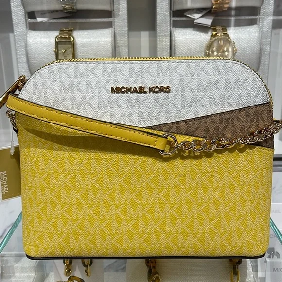 Michael Kors Jet Set Travel Medium Color-Block Signature Logo Dome Crossbody Bag - Picture 1 of 16